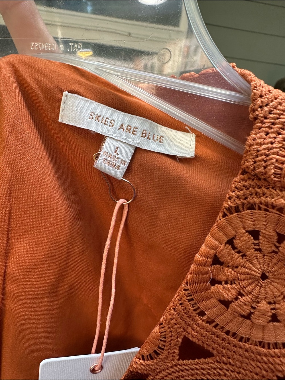 Skies Are Blue Rust Orange Eyelet Lace Wide-Leg Jumpsuit - Picture 4 of 4